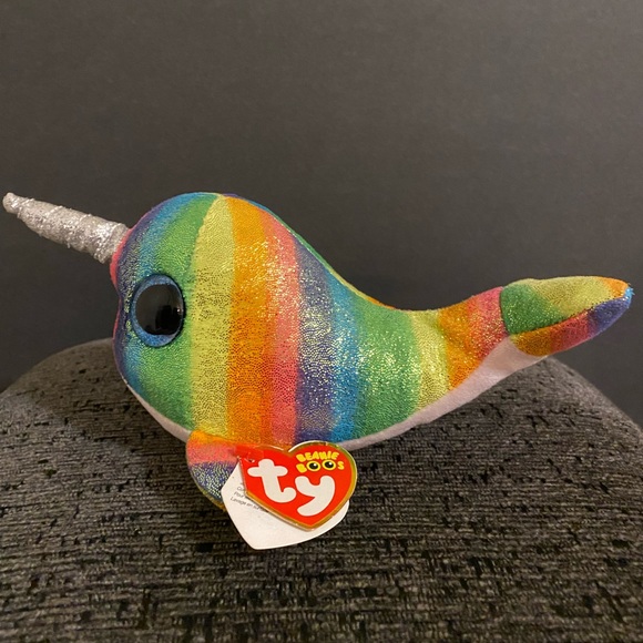 Ty Beanie Boo Rainbow Nori The Narwal - 8” - Picture 2 of 4
